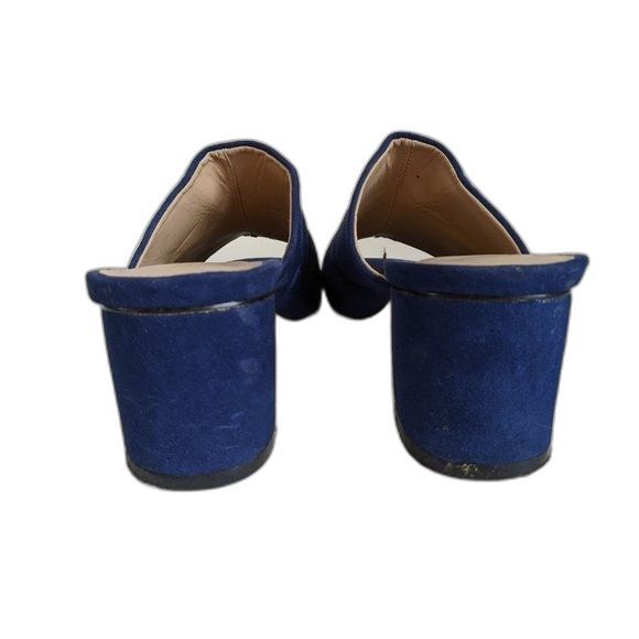 Covington Sandals Women 9 Blue Suede Shoes Blocky Chunky Heel Slide Y2k 2000s - Picture 7 of 11